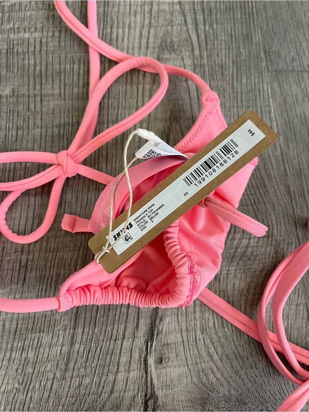 NWT Skims Signature Swim Triangle Bikini Top & Dipped Tie Bottom Set in Melon S